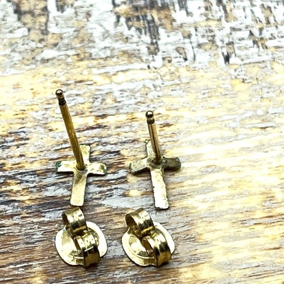 Cross Earrings | Dainty 14K Gold Filled | Post Back | Tiny | Lightweight Pierced - Picture 11 of 12